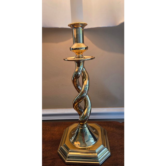 Stiffel Vintage Stiffel Brass Barley Twist Lamps - A Pair For Sale - Image 4 of 15