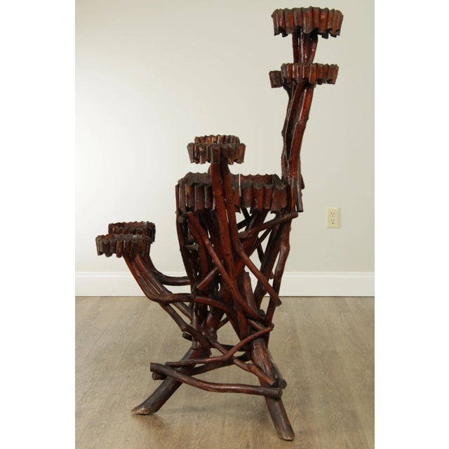 Rustic Antique 19th Century 7 Arm Hickory Twig Plant Stand For Sale - Image 3 of 13