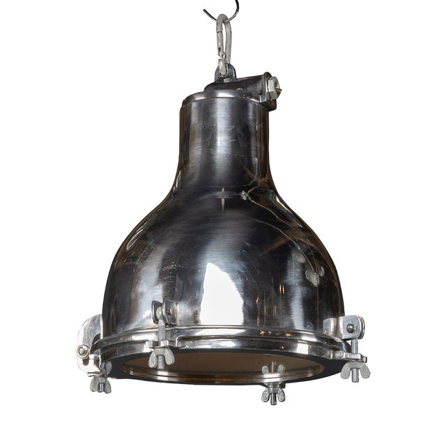 Vintage Danish Polished Aluminium Cargo Ship Light, 1960 For Sale