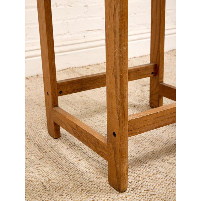 Wood Oak Vintage Rattan Counter Height Chair For Sale - Image 7 of 7