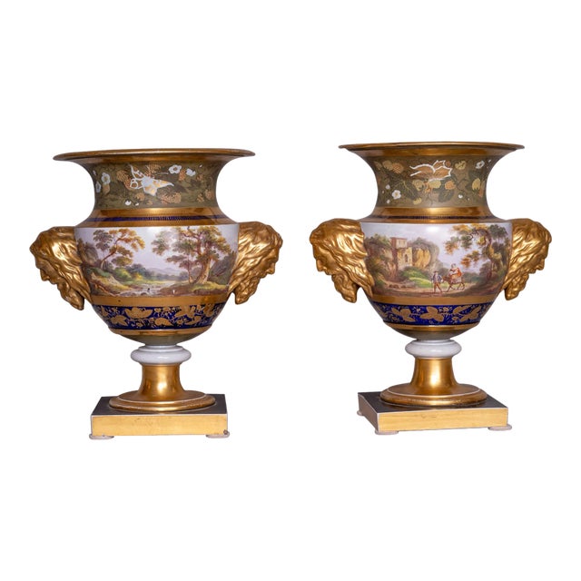 1813-1820 English Louis XV Style Porcelain Mason Vases - a Pair For Sale