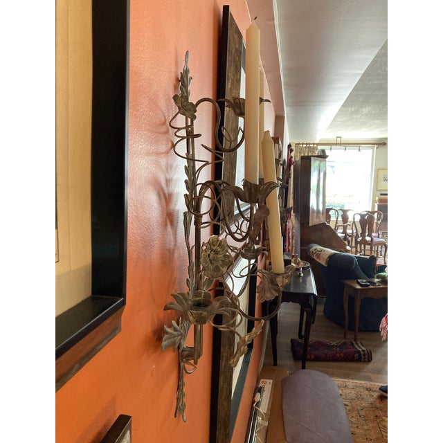 1950s Vintage Italian French Wire Sconces - A Pair For Sale - Image 5 of 10