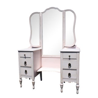 Vanity 1920's With Full Length Mirror in Pink For Sale