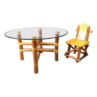 Vintage Bamboo Dining Table, 1970s For Sale