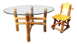 Vintage Bamboo Dining Table, 1970s