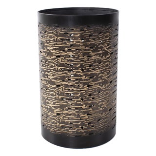 Golden Thread Cylindrical Large Candle Holder For Sale