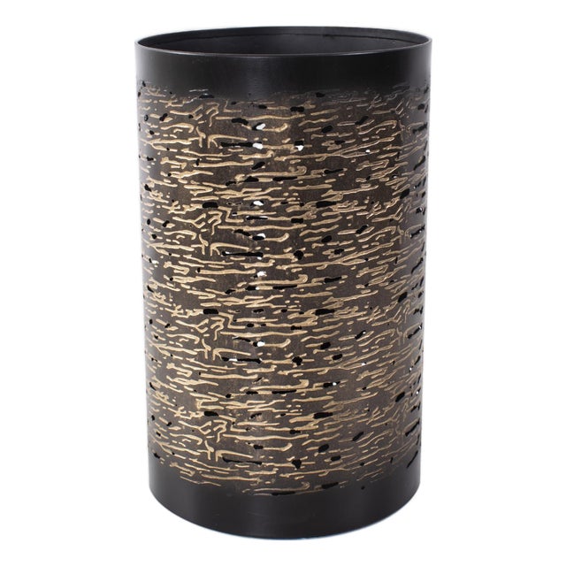 Golden Thread Cylindrical Large Candle Holder For Sale