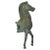 A verdigris bronze model fragment of a standing horse after the original statue at the Acropolis. Mounted on a stepped...