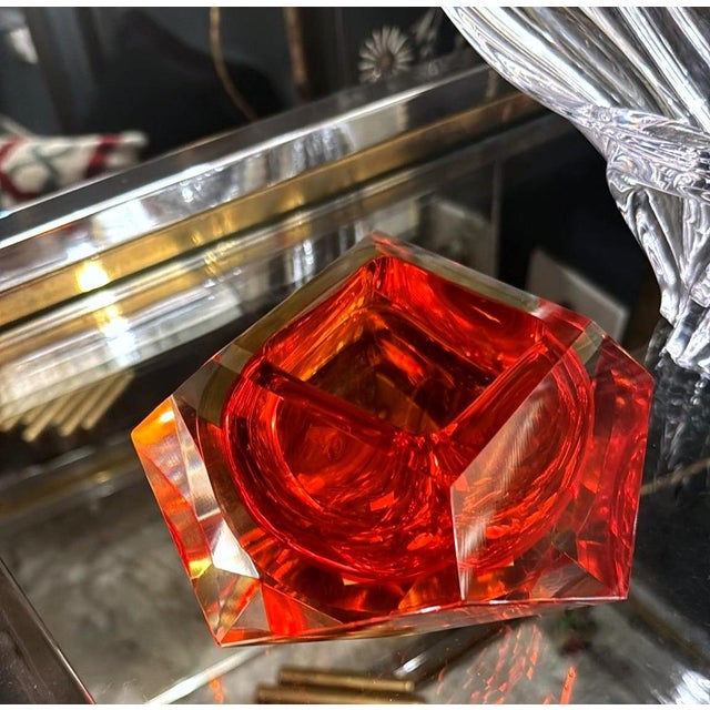 Mandruzzato Style Murano “Sommerso” Glass Ashtray For Sale - Image 14 of 18