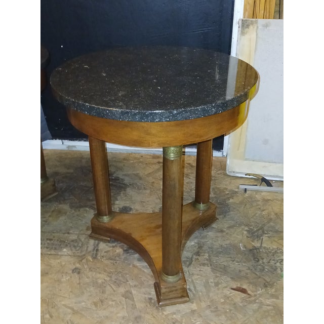 Wood Antique French Empire Walnut and Marble Side or Gueridon Tables - A Pair For Sale - Image 7 of 11