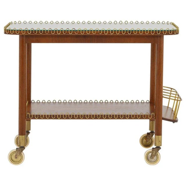 Brown Modern Swedish Bar Cart in Mahogany and Brass, 1950s For Sale - Image 8 of 8