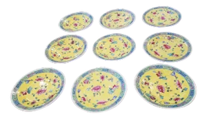 Vintage Chinese Export Plates in Yellow
