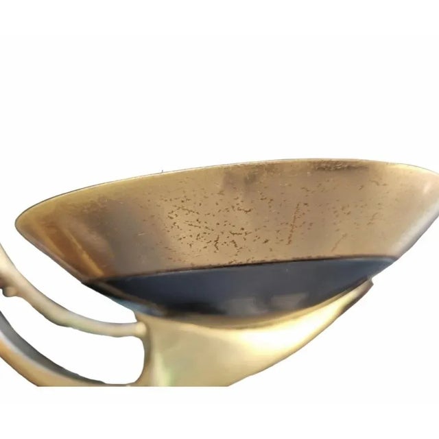 Pietro Chiesa Vintage Brass Dark Smoky Metal 6 Light Mid Century Modern Pietro Chiesa Parzinger Style Chandelier For Sale - Image 4 of 15