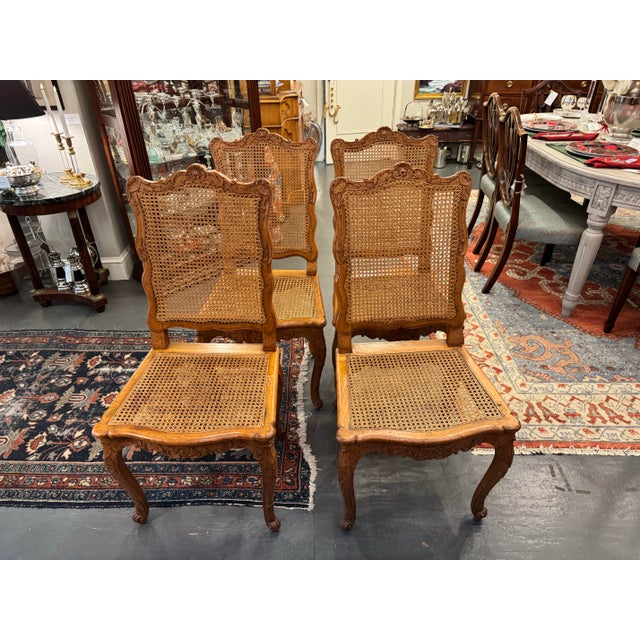 18th Century Antique French Louis XVI Style Walnut Cane Chairs For Sale - Image 4 of 4