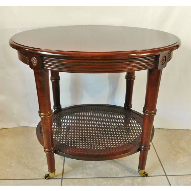 Ethan Allen Old World Treasures Solid Mahogany Wood Caned Two Tier Oval