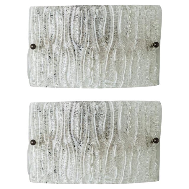 Square Ribbed Glass Wall Light attributed to Kaiser Leuchten, 1960s For Sale