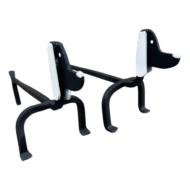 Andirons attributed to Edouard Schenck, 1950s, Set of 2 For Sale