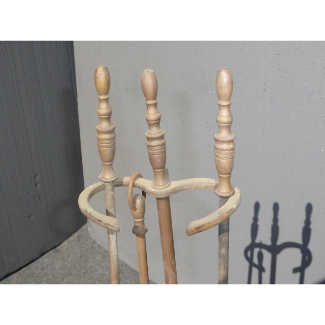 Rustic Vintage Mid-Century Cast Iron Fireplace Tools Poker Shovel Brush For Sale - Image 3 of 7