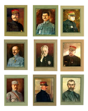 Famous French Generals of the First World War, 1918, Lithographs, Set of 9