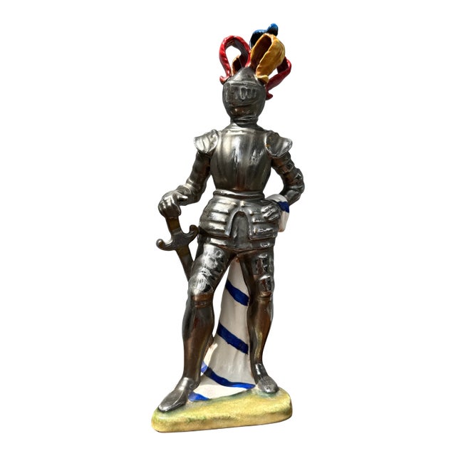 Medieval Knight in Shining Armor Porcelain Statue For Sale
