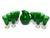 A striking 13-piece vintage Anchor Hocking glassware collection featuring one forest green “roly-poly” ball-shaped pitcher...