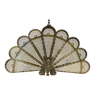 Vintage 1950's Art Deco Peacock Fireplace Screen For Sale