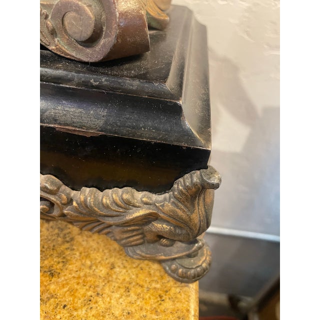 Brown Early 19th Century Figural Bronze and Gilt Statue by Pierre Louise Deltrier Clock by Ansonia New Haven For Sale - Image 8 of 12