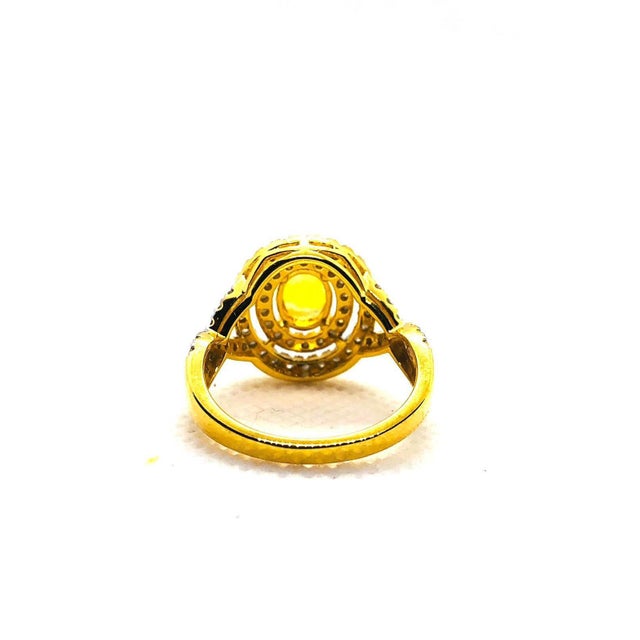 Bochic “Orient” Vintage Yellow Sapphire & Cognac Diamond Ring Set In 18K Gold & Silver For Sale - Image 10 of 13