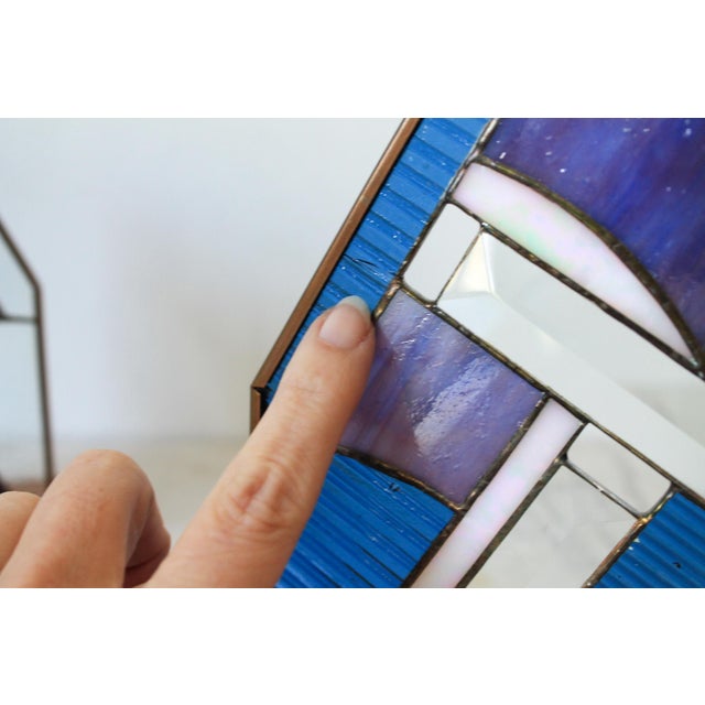 Pair of Vintage Wood and Stained Glass Bookends For Sale In Milwaukee - Image 6 of 10