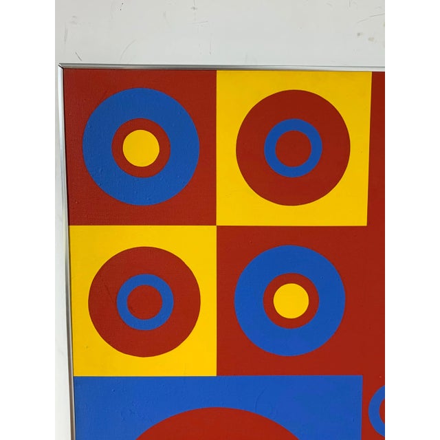 Mid-Century Modern C. 1970s Hard Edge Op Art Painting by Wilma Dick For Sale - Image 3 of 13