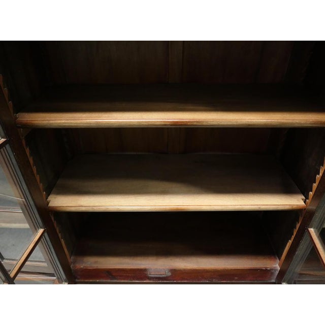Long Break Front Bookcase in Walnut For Sale - Image 6 of 8