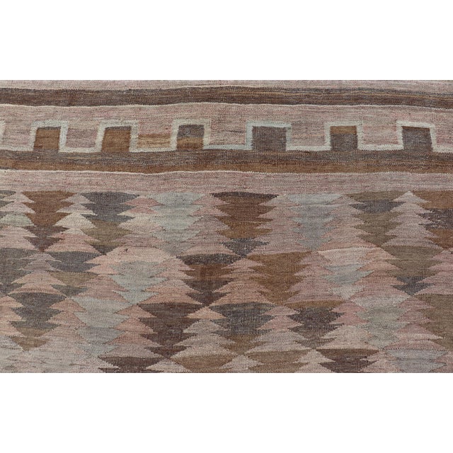 Vintage Turkish Kars Kilim in Soft Taupe, Sage Green, Sand, and Warm Cocoa For Sale - Image 13 of 15