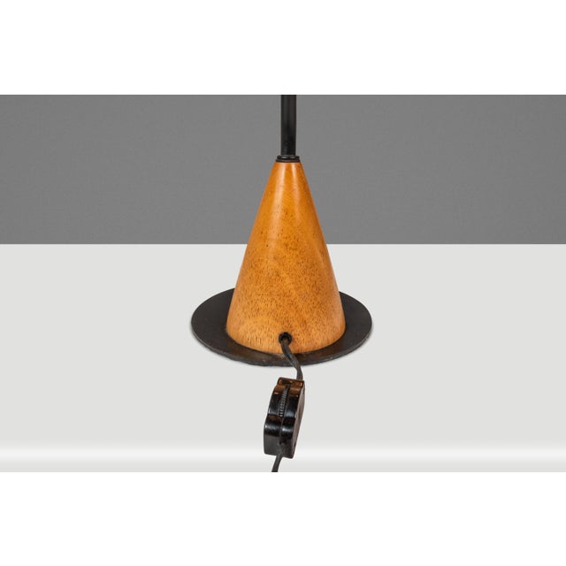 Mid-Century Post Modern Memphis-Style 'Ufo' Adjustable Halogen Table Desk Lamp W/ Oak Base, C. 1980s For Sale - Image 14 of 17