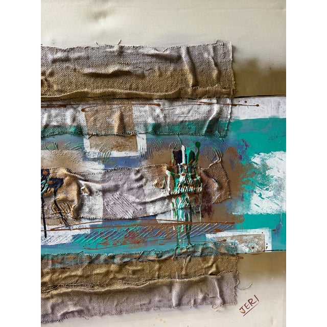 Add a bold, expressive focal point to your space with this large-scale (44" x 36") original 1980s abstract mixed-media...