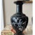 This is a stunning pair of vintage Korean cloisonnÃ©-style brass vases, featuring a high-gloss black enamel finish. Each...