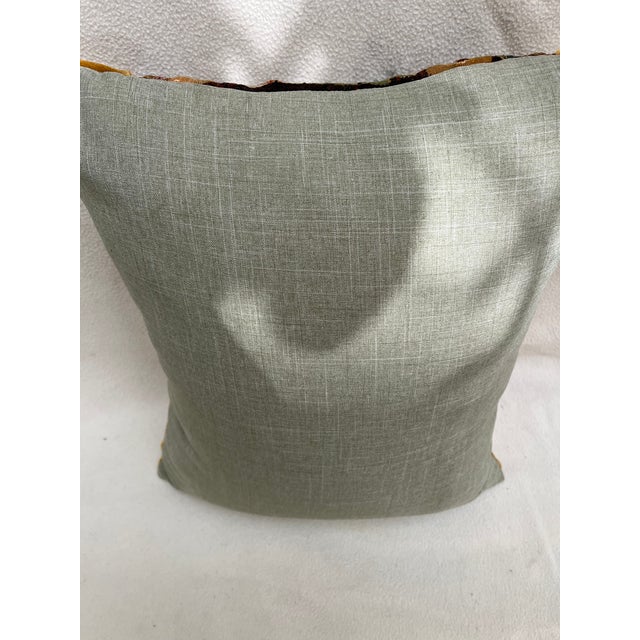 Brown Pillow With 18th Century Tapestry - Bird Pecking at a Fruit For Sale - Image 8 of 8