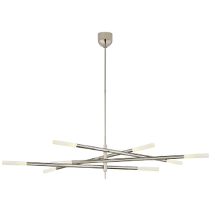 Kelly Wearstler for Visual Comfort Signature Rousseau Grande Eight Light Articulating Chandelier in Polished Nickel with Etched Crystal
