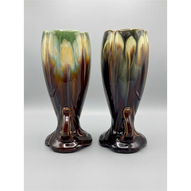 Mid-Century Modern Mid-Century Art Deco Style Pour Glazed Vases from Faïence Thulin, 1940s, Set of 2 For Sale - Image 3 of 8