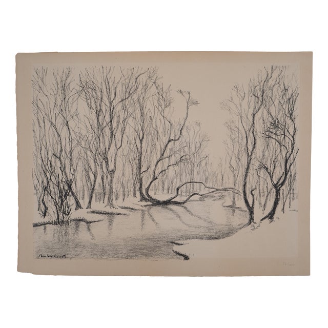 Charles Lacoste, Pardies, Undergrowth in Winter, Original Lithograph, 1946 For Sale