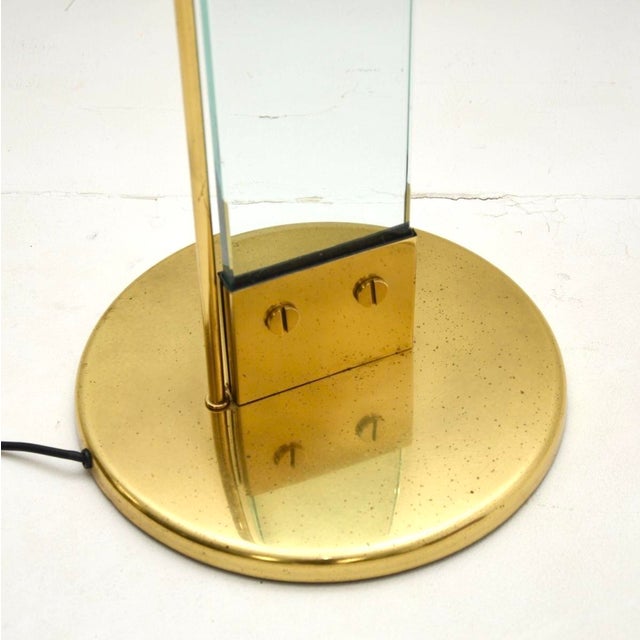 Vintage Italian Brass and Glass Floor Lamp attributed to Max Baguara for Lamperti, 1970 For Sale - Image 6 of 8