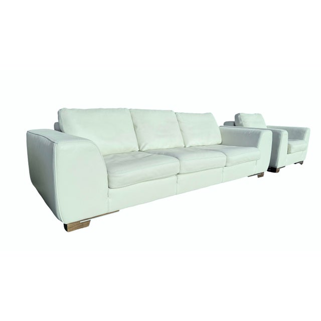 Roche Bobois Leather Sofa and Club Chairs Set. France 1990’s For Sale - Image 9 of 12