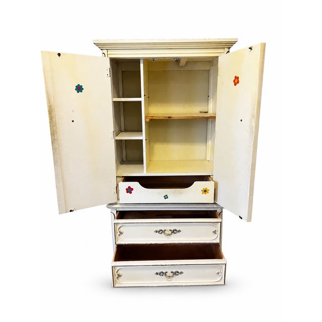 Wood Vintage French Provincial Wardrobe Armoire For Sale - Image 7 of 9