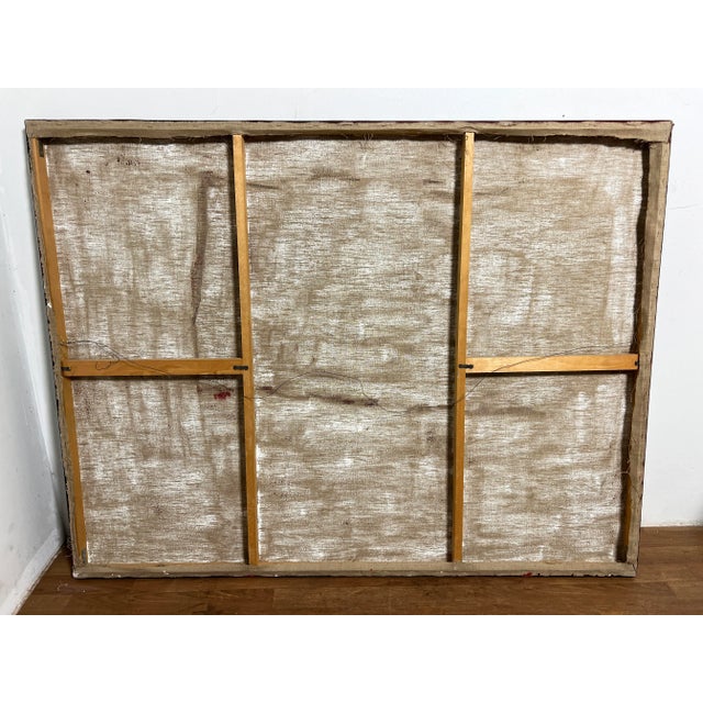 Red D. 1975 Large Abstract Expressionist Painting Signed Moses For Sale - Image 8 of 8