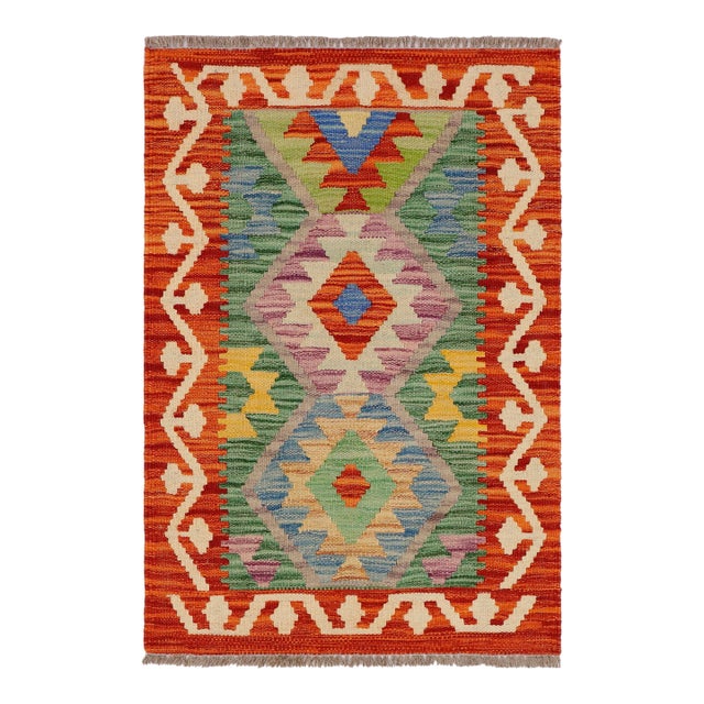 Tribal Turkish Kilim Rust Gray Hand-Woven Wool Rug For Sale
