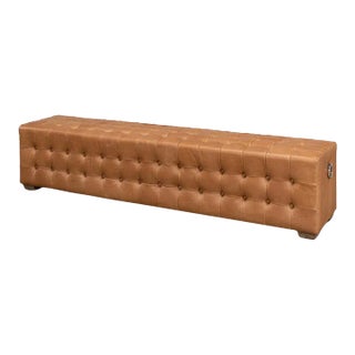 Tufted Leather Upholstered Bench For Sale