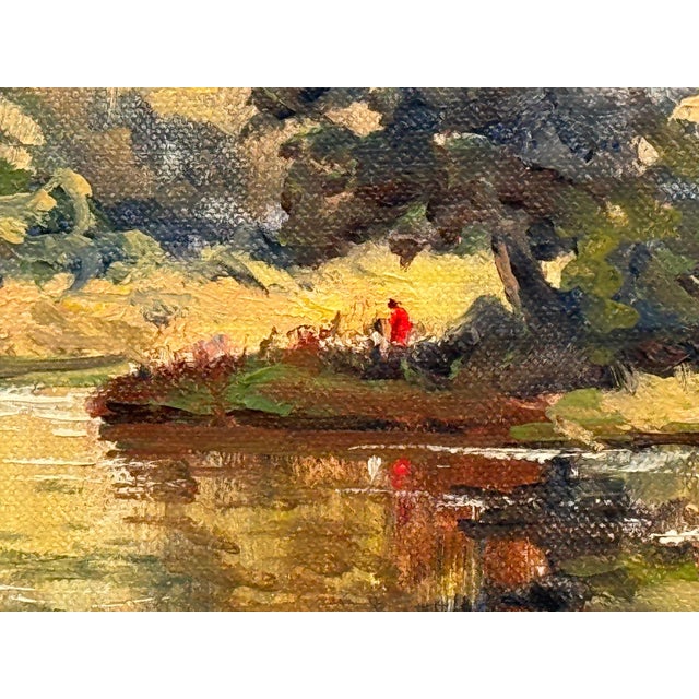 Realism Figures in a Forest by a River Bank in Northern Ireland by 20th Century Artist 1980 Circa For Sale - Image 3 of 18