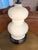 2020s Pottery Barn Double Gourd Cream Ceramic Table Lamp 26”x9” With 15”White Drum Shade For Sale - Image 5 of 8