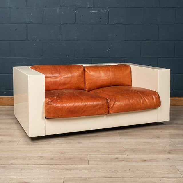 A lovely two seater sofa designed by the Italian designer couple Lella and Massimo Vignelli. Produced by Poltronova of...