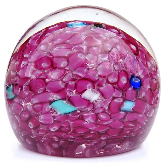 Murano Murano Vintage Fratelli Toso and Barbini Murrine Flowers Italian Art Glass Paperweights - Set of 3 For Sale - Image 4 of 11
