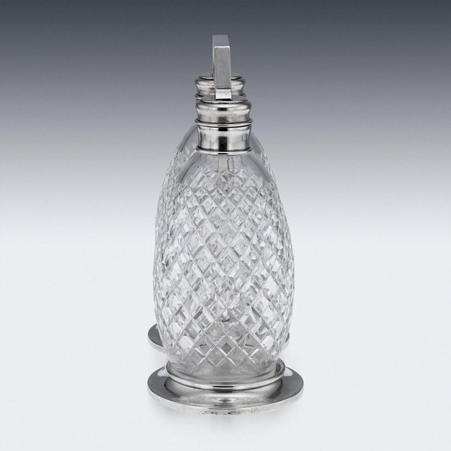 Vintage American Silver and Cut Glass Tantalus from Tiffany & Co, 1920, Set of 2 For Sale - Image 10 of 18